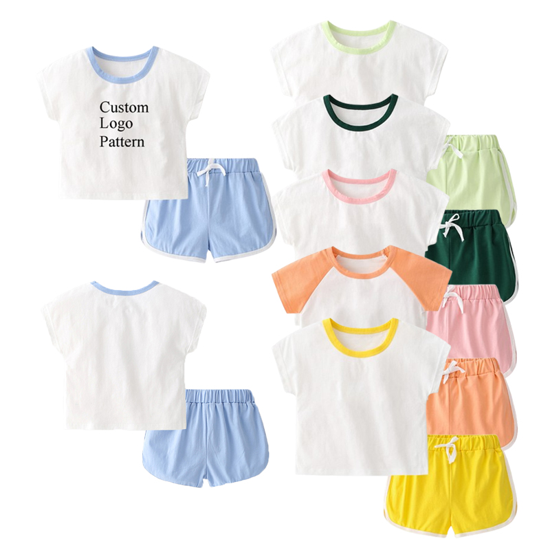 Pasgemaakte OEM Cotton Spandex Boy Kleuterklere -stelle