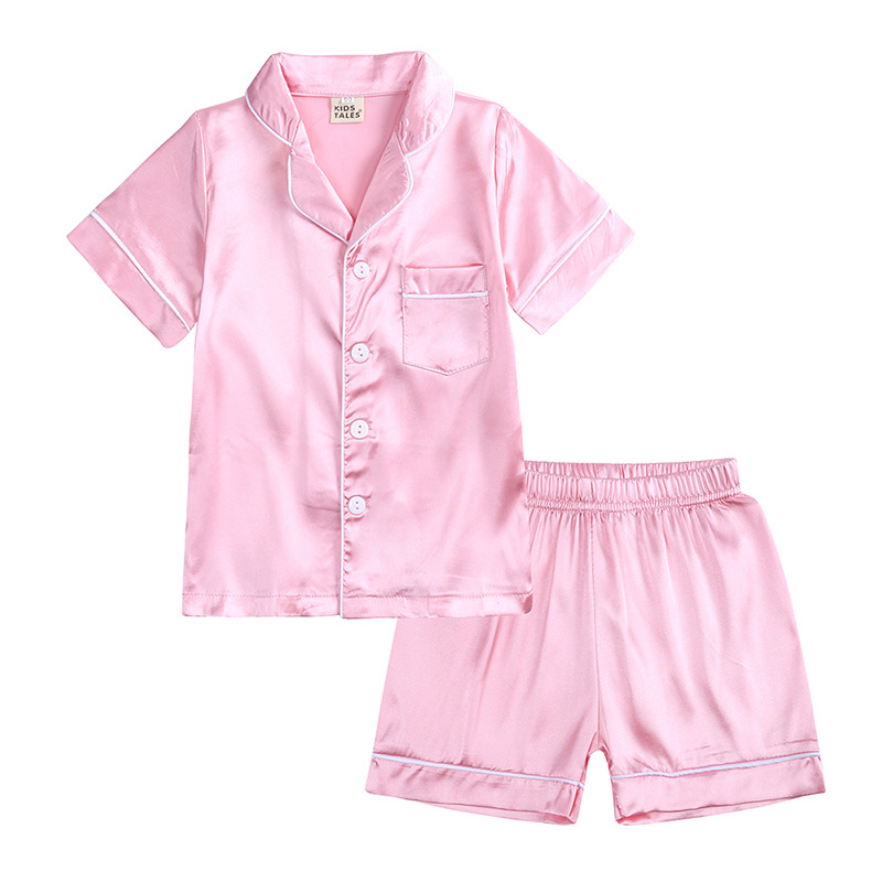 Sagte satyn kinders se kortmou en kortbroek pyjamas stel